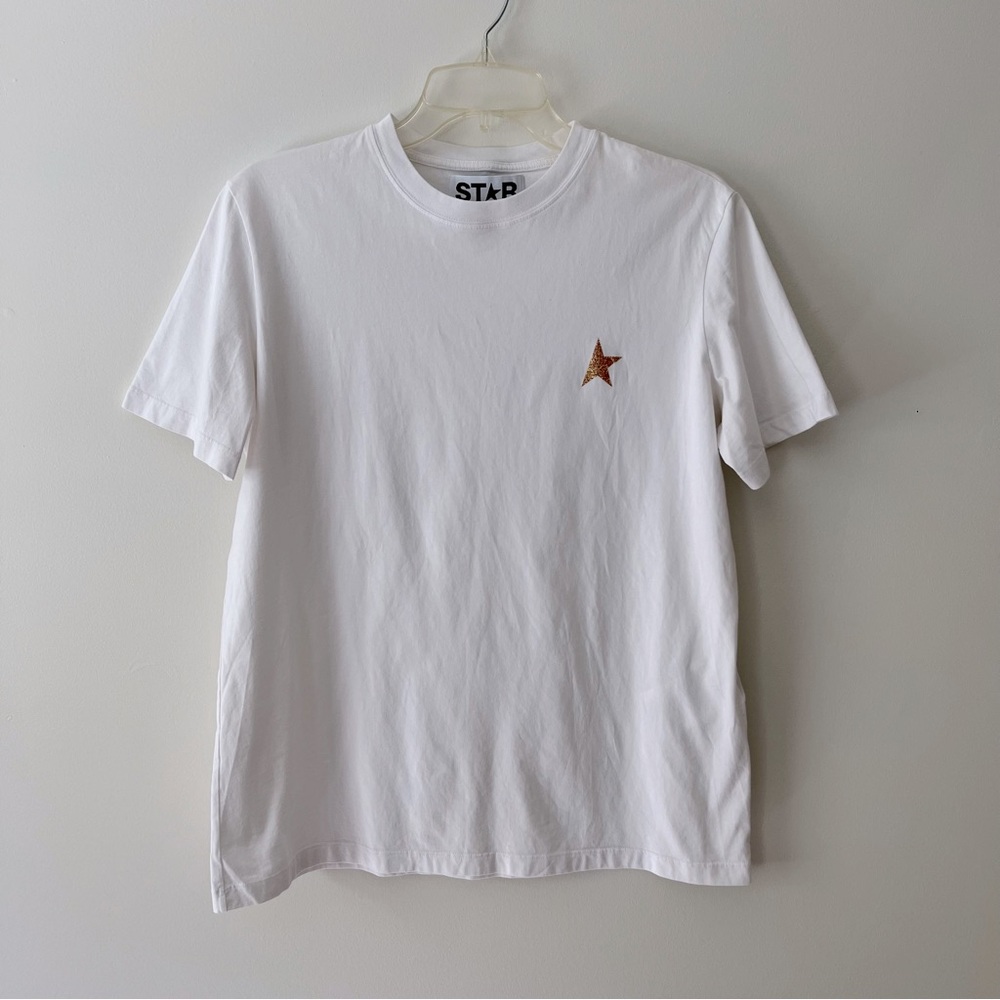 Golden Goose White Tee with Gold Star